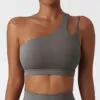 One Shoulder Medium Support Padded Strappy Yoga Bra