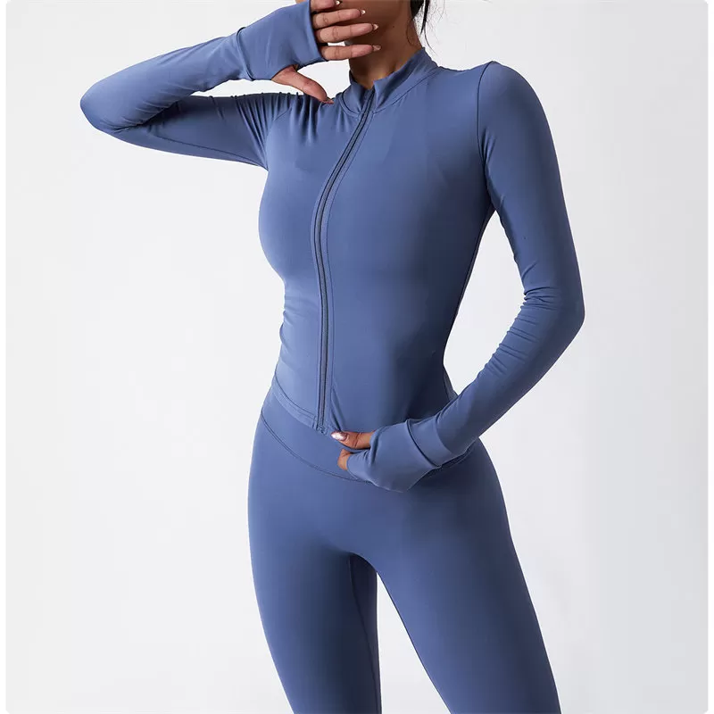 Women's Full Zip Yoga Jacket With Thumb Holes Women's Sports Jackets