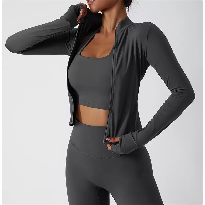Women's Full Zip Yoga Jacket With Thumb Holes Women's Sports Jackets