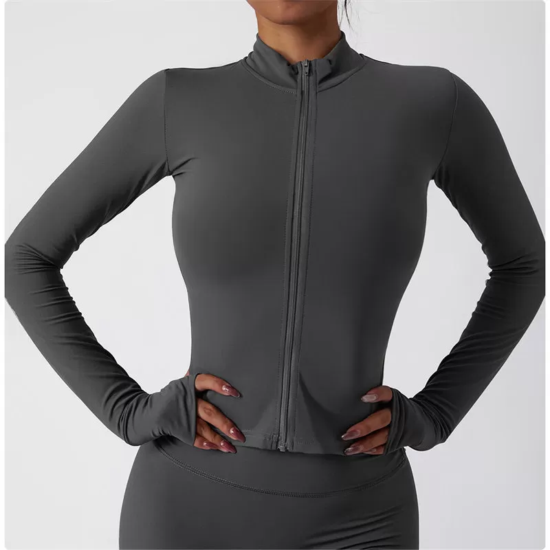 Women's Full Zip Yoga Jacket With Thumb Holes Women's Sports Jackets