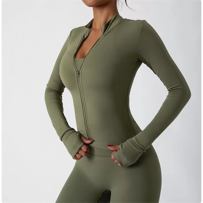 Women's Full Zip Yoga Jacket With Thumb Holes Women's Sports Jackets