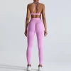 Private Label Workout Sets for Women Yoga Outfit High Waist Butt Lift Leggings Breathable Yoga Set Activewear Manufacturer