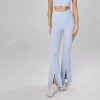 Women's Yoga Type Pants Crossover High Waisted Bootcut Yoga Pants Flutter Leggings Front Split Flare Leg Workout Pants