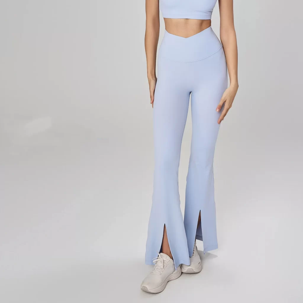 Women's Yoga Type Pants Crossover High Waisted Bootcut Yoga Pants Flutter Leggings Front Split Flare Leg Workout Pants
