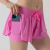 Private Label Activewear Workout Elastic Waist Casual Culottes with Pockets Wholesale Drawstring Running Shorts