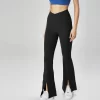 Women's Yoga Type Pants Crossover High Waisted Bootcut Yoga Pants Flutter Leggings Front Split Flare Leg Workout Pants