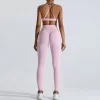 Private Label Workout Sets for Women Yoga Outfit High Waist Butt Lift Leggings Breathable Yoga Set Activewear Manufacturer