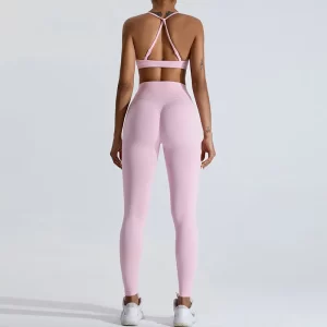 Private Label Workout Sets for Women Yoga Outfit High Waist Butt Lift Leggings Breathable Yoga Set Activewear Manufacturer