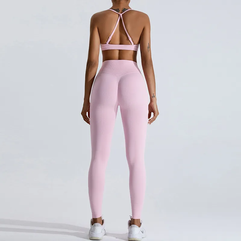 Private Label Workout Sets for Women Yoga Outfit High Waist Butt Lift Leggings Breathable Yoga Set Activewear Manufacturer