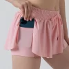 Private Label Activewear Workout Elastic Waist Casual Culottes with Pockets Wholesale Drawstring Running Shorts