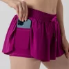 Private Label Activewear Workout Elastic Waist Casual Culottes with Pockets Wholesale Drawstring Running Shorts