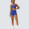 Sexy Booty Shorts for Women Workout Clothing Yoga Set Drawstring Butt Lift Legging U Neck Sport Bra