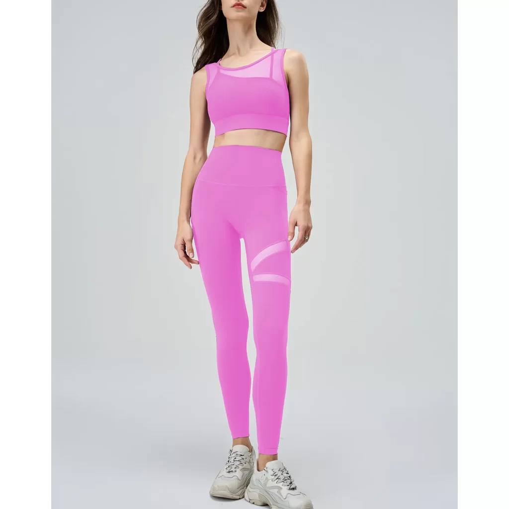 Mesh Top and Leggings Sets Wholesale Athletic Clothing Fake Two Yoga Set