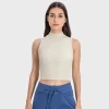 Athletic High Neck Tank Tops Ribbed Sleeveless Clothes Yoga Wear Manufacturer Breathable Crop Top