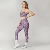 Leopard Print Sets Custom Gym Clothes High Waist Leggings Workout Set 2 Pieces Yoga Set