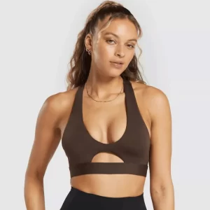 Deep U-Neck Sexy Bra Spaghetti Strap Criss Cross Tank Top Custom Active Wear Breathable Yoga Bra