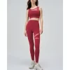 Mesh Top and Leggings Sets Wholesale Athletic Clothing Fake Two Yoga Set