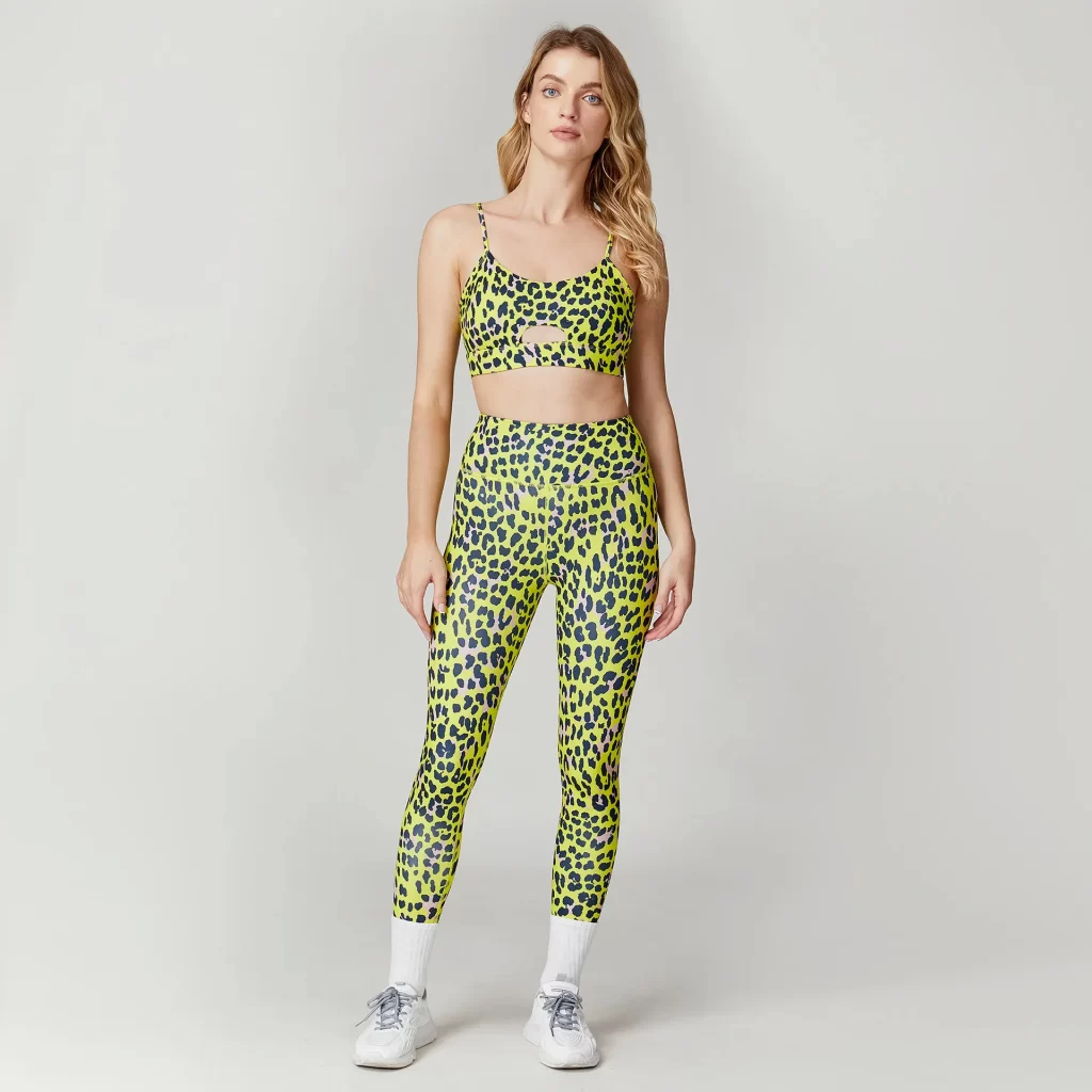 Leopard Print Sets Custom Gym Clothes High Waist Leggings Workout Set 2 Pieces Yoga Set