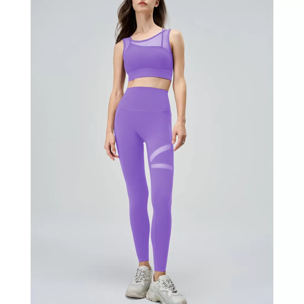 Mesh Top and Leggings Sets Wholesale Athletic Clothing Fake Two Yoga Set