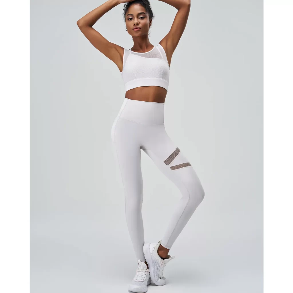 Mesh Top and Leggings Sets Wholesale Athletic Clothing Fake Two Yoga Set