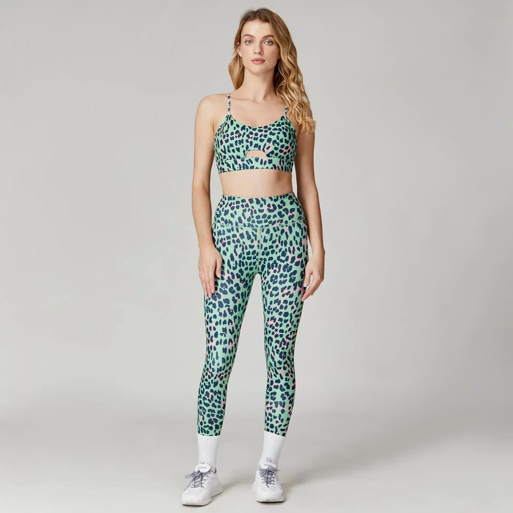 Leopard Print Sets Custom Gym Clothes High Waist Leggings Workout Set 2 Pieces Yoga Set