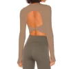 Long Sleeve Yoga Tops Ribbed Shirt with pads Wholesale Clothing Backless Top