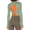 Long Sleeve Yoga Tops Ribbed Shirt with pads Wholesale Clothing Backless Top