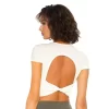 Short Sleeve Yoga Tops Ribbed Shirt with pads Wholesale Clothing Backless Top