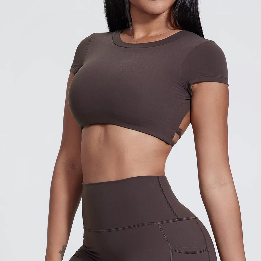 Elite Collection-Backless Short Sleeve Yoga Crop Tops