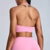 Women Seamless Halter Open Back Sports Bra