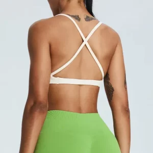 Women Seamless Cross Back Padded Sports Bra