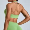 Women Seamless Halter Open Back Sports Bra