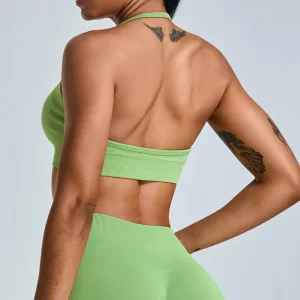 Women Seamless Halter Open Back Sports Bra