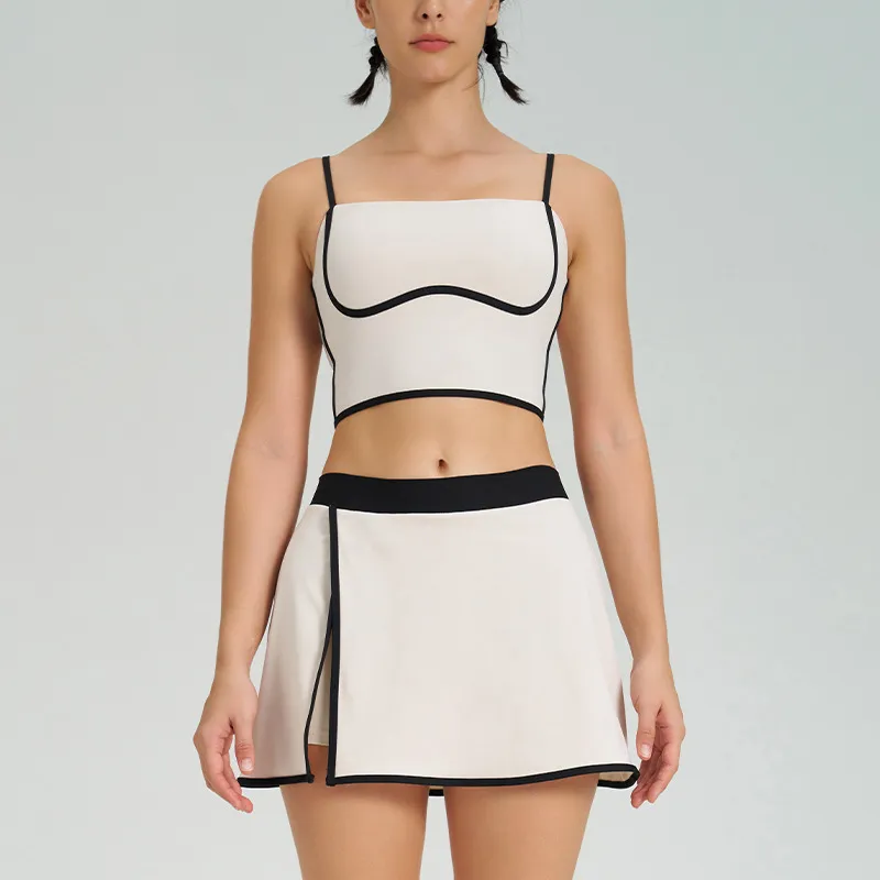Contrasting Colors Spark Clothing Tennis Skirt Set
