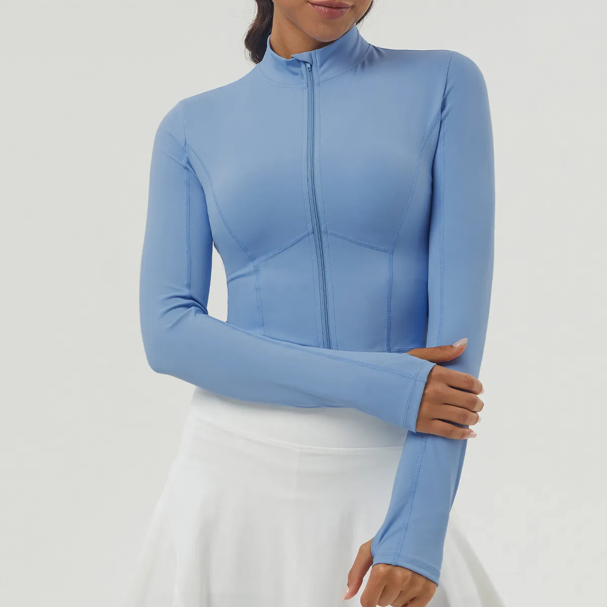 Custom Cropped Workout Jackets Zip Slim Fit Athletic Tops