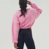 Custom Women Casual Half Zip Pullover Cropped Top with Drawstring