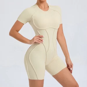One Piece Women Backless Workout Short Romper female fitness apparel
