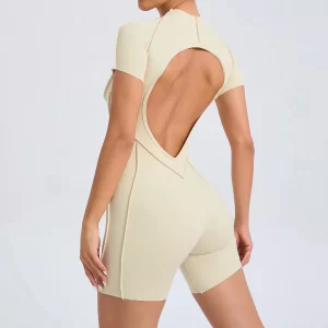 One Piece Women Backless Workout Short Romper