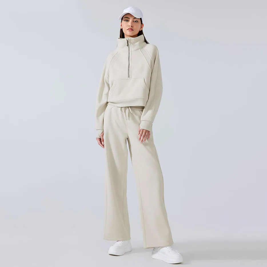 Half Zip Tracksuits Winter Casual Sweatshirt with Pockets