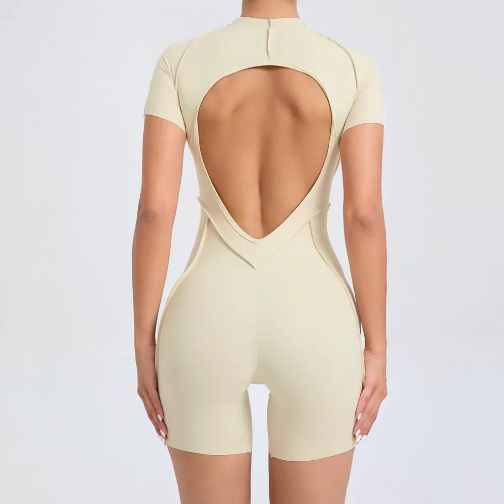 One Piece Women Backless Workout Short Romper female fitness apparel