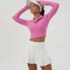 Women's Cropped Running Workout Jackets Zip Slim Fit Athletic Tops with Thumb Holes