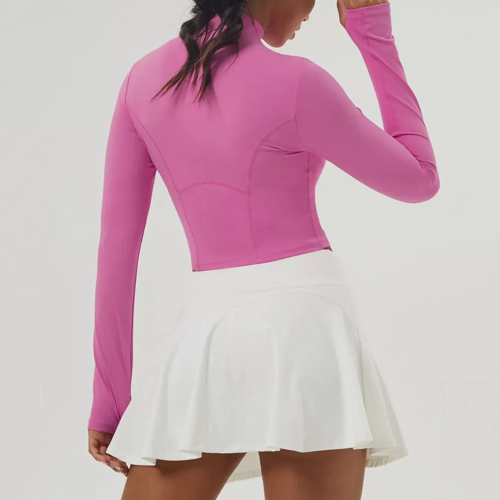 Women's Cropped Running Workout Jackets Zip Slim Fit Athletic Tops with Thumb Holes