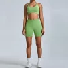 Women Seamless Halter Open Back Sports Bra cropped tank top Padded Workout Crop Tank Tops