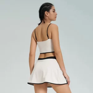 wholesale womens activewear Contrasting Colors Spark Clothing Tennis Skirt Set custom gym apparel