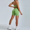 Women Seamless Halter Open Back Sports Bra cropped tank top Padded Workout Crop Tank Tops