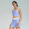 wholesale womens activewear Contrasting Colors Spark Clothing Tennis Skirt Set custom gym apparel