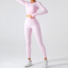 private label styles Custom Seamless Workout Long Sleeve Crop Top Set