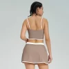 wholesale womens activewear Contrasting Colors Spark Clothing Tennis Skirt Set custom gym apparel