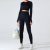 private label styles Custom Seamless Workout Long Sleeve Crop Top Set