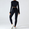 private label styles Custom Seamless Workout Long Sleeve Crop Top Set